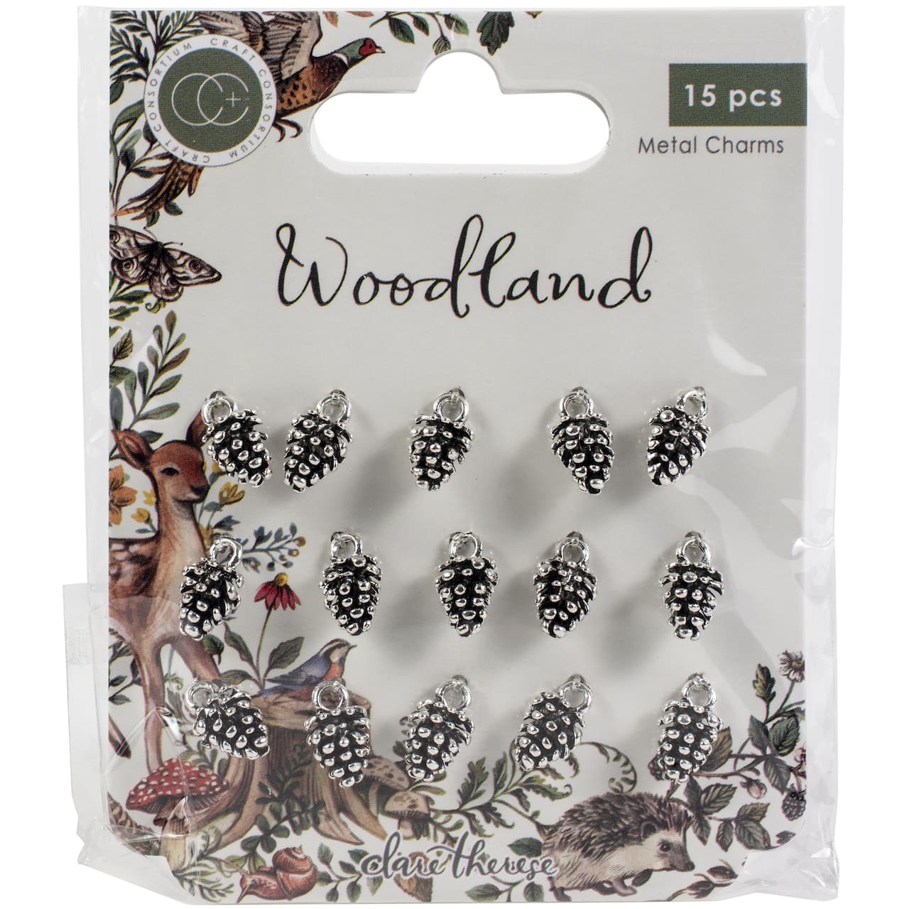 Craft Consortium Woodland Silver Pine Cone Metal Charms